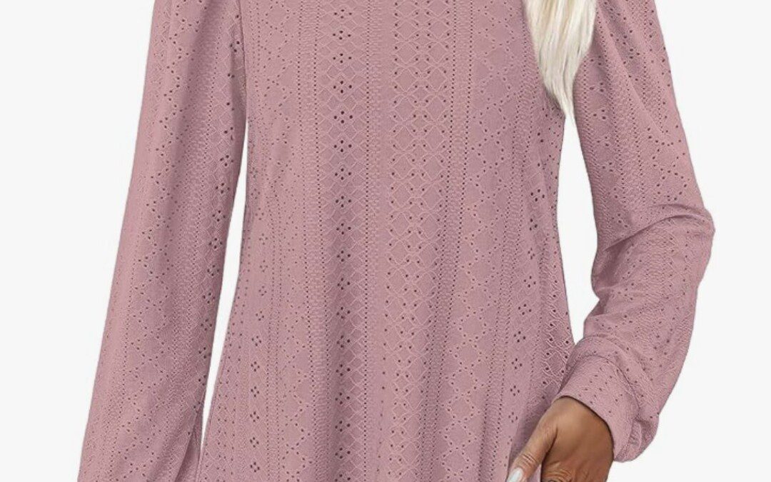 50% off Eyelet Long Sleeve Top S-XXL – Just $9.99 shipped! {Several Colors and Sizes up to XX-Large!)